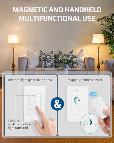 DEWENWILS Wireless Remote Control Sockets, 13A 3120W Switches with Magnetic Control, 30M/100ft Long Range - Image 2