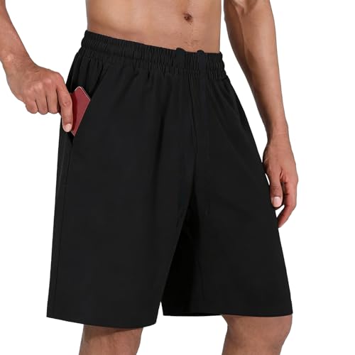 LXEASYGO Men’s Gym Running Quick Dry Shorts with Pockets Breathable Sports Casual Shorts for Athletic Workout Training Jogger (UK, Alpha, 3XL, Regular, Regular, Black)