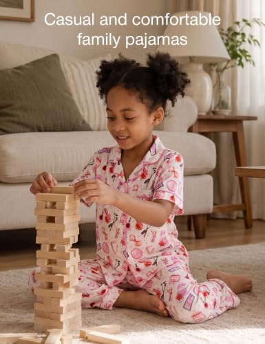 Image of Bamboo Viscose Girls' Sleepwear Short Sleeve Button Down 2-Piece Girls' Pajama Sets