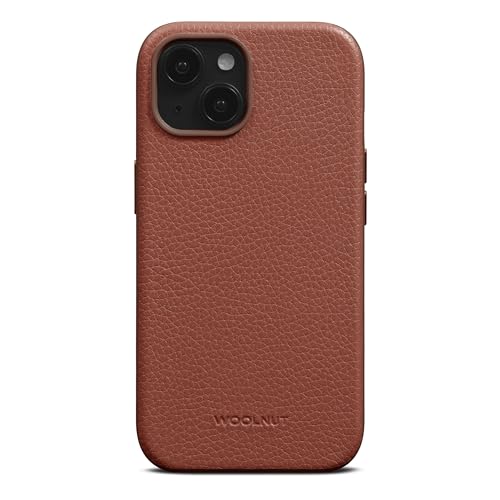 Étui en cuir Woolnut iPhone 15 Cognac de haute qualité