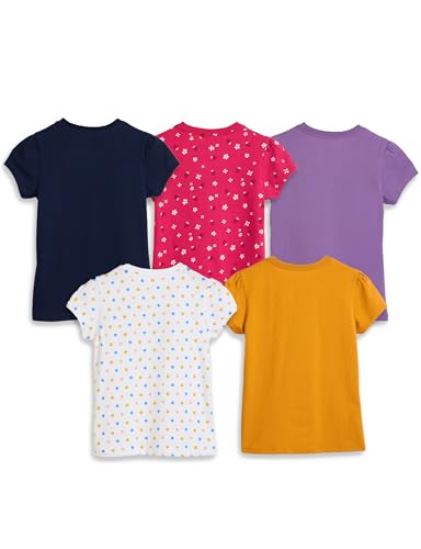 Image of Amazon Brand - Symbol Girls 100% Cotton Graphic Printed Half Sleeves T-Shirt | Age 2-14 Years (Combo Pack of 3 and 5)