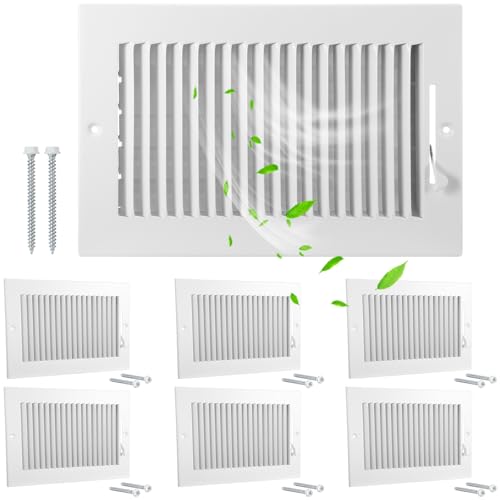 Wesiti 6 Pcs Vent Covers 6x10 Ceiling Register Solid Steel 2 Way, White