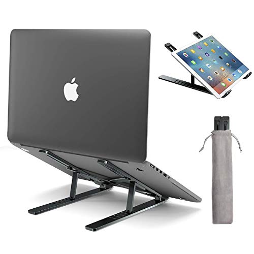 Preisvergleich Produktbild licheers Laptop Ständer, höhenverstellbarer Aluminium Notebook Stand: tragbarer Laptopständer Halter Halterung Riser mit Magnet für alle 10"~15.6" Notebooks (Grau)