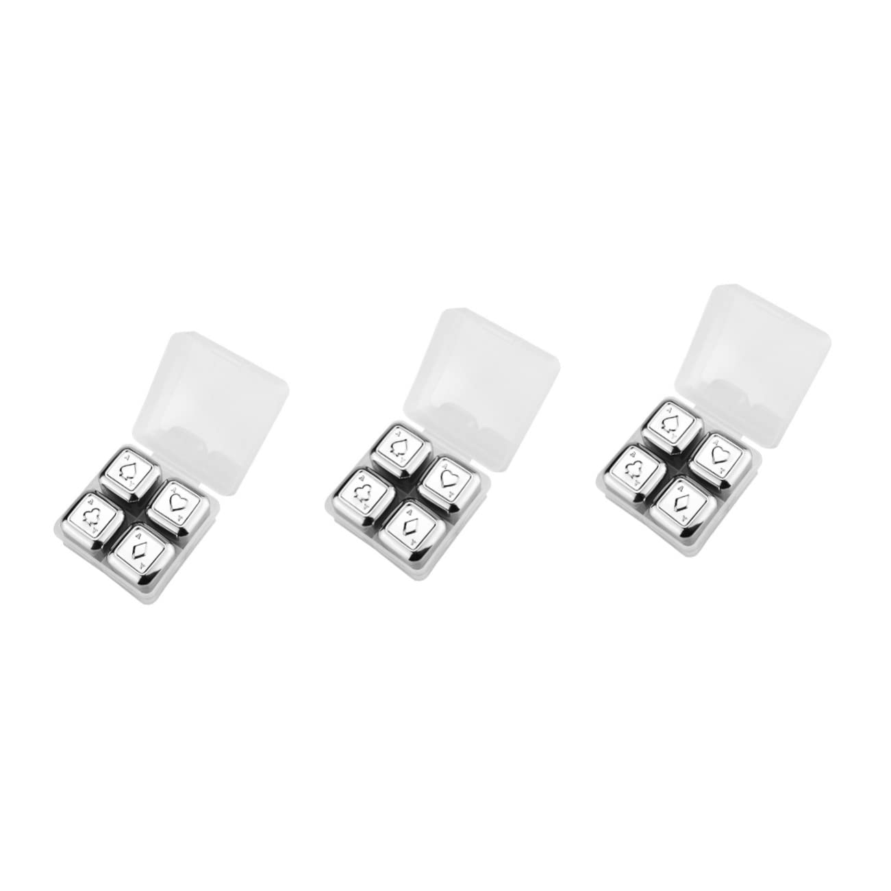 COHEALI Lot De 3 Cubes À Whisky Réutilisables En Acier Inoxydable Pour Boissons Froides (4 Pièces X 3)