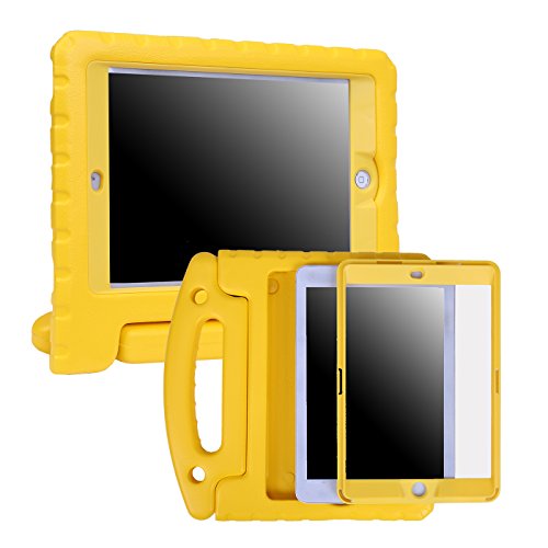 HDE Case for iPad Mini 1 2 3 Kids Shockproof Bumper Hard Cover Handle Stand with Built in Screen Protector for Apple iPad Mini 1st 2nd 3rd Generation (Yellow)