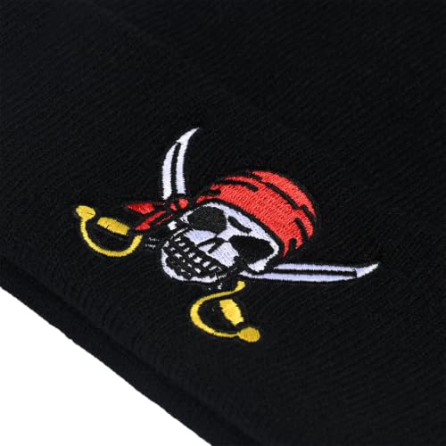 Image of Embroidered Skeleton Beanie Hat Winter Stretch Knit Skull Cap for Men Women
