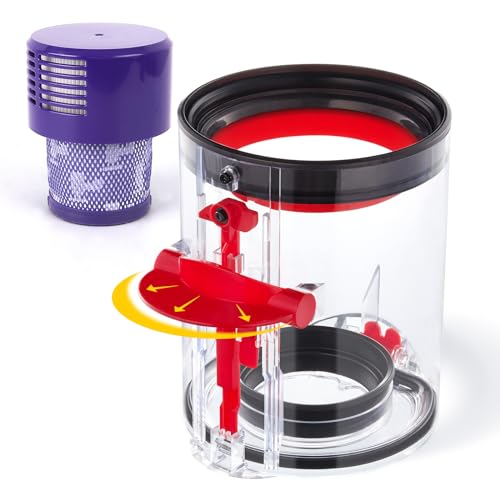 Pequeño depósito de polvo compatible con Fluffy V10 para aspiradora Dyson V10 Motorhead de 14,50 cm, piezas de repuesto, números de pieza 969509-02 con filtro HEPA