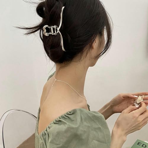 Pinces à cheveux en métal brillant style requin pour chignon