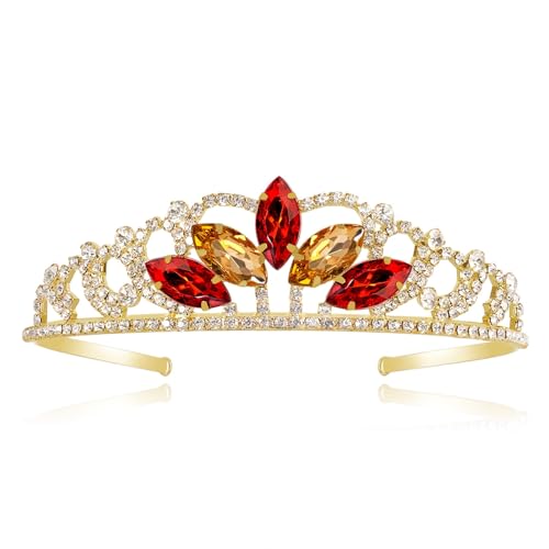 Belle Tiara Princess Crown Sparkle Gold Crown Costume Accessories for Women Girls Halloween Cosplay Birthday Gift