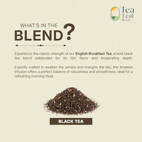 Image of Tealeaf & Co. English Breakfast Black Tea - English Breakfast Tea in Loose Leaf Form - Contains Low Caffeine - Upto 50 Servings - Gluten Free (3.52oz /100gm)