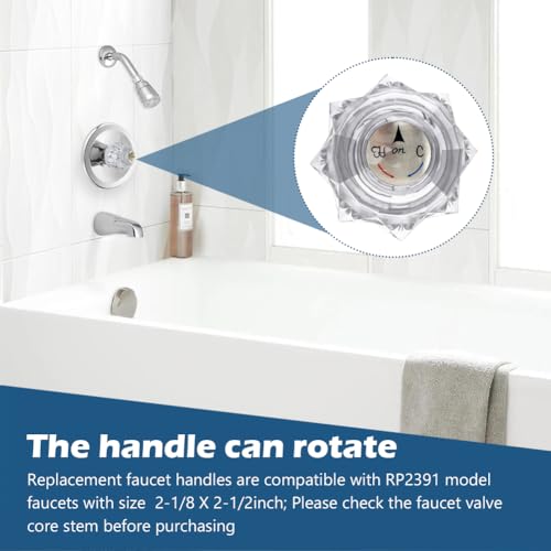homfanseec Faucet Handle Replacement, Universal 1 Handle Tub Shower Faucet Replacement Handles, Clear Acrylic, 5.4x6.35cm