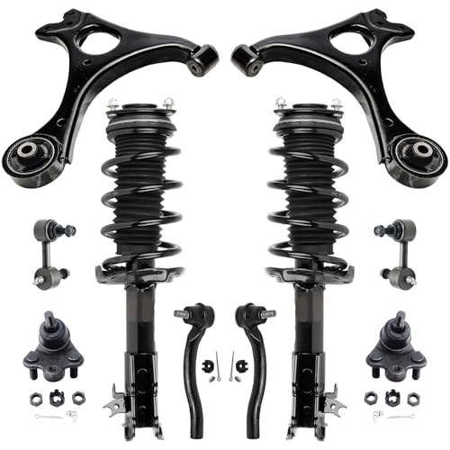 Image of Detroit Axle - Front Struts Kit for 2006-2011 Honda Civic 2 Struts with Coil Spring 2 Outer Tie Rods 2 Lower Control Arms 2 Lower Ball Joints 2 Sway Bars 2007 2008 2009 2010 Replacement Suspension Kit