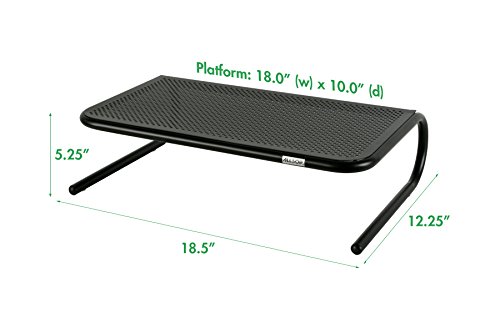 Allsop Large Metal Art Monitor Stand, 18-Inch wide platform holds 50 lbs with keyboard storage space - Black (30336) - Image 3
