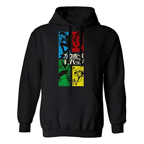 RIVEBELLA New Graphic Manga Crew Style Novelty Tee Bebop Anime Men's Hoodie Hooded Sweatshirt (Black, 5XL) Cover