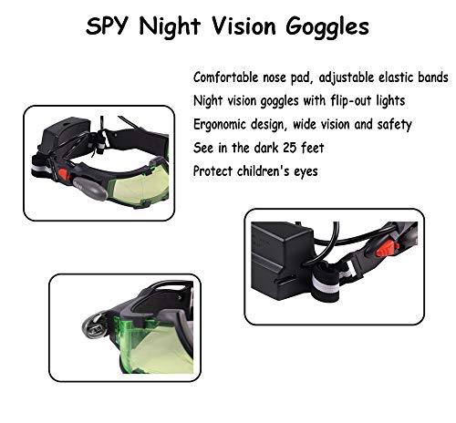 Weahre NIGHT-VISION-GOGGLES Spy Night Vision Goggles, Adjustable Led Night Goggles With Flip-Out Lights Green Lens For Kids Christmas Birthday Gifts Racing Bicycling thumb #2
