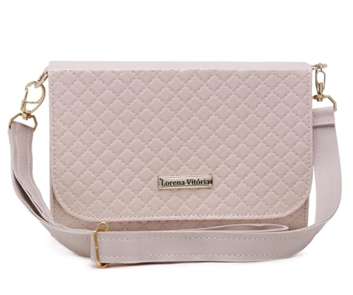 Bolsa Feminina Transversal de Lado Metalasse Lorena Vitória (Marfim)