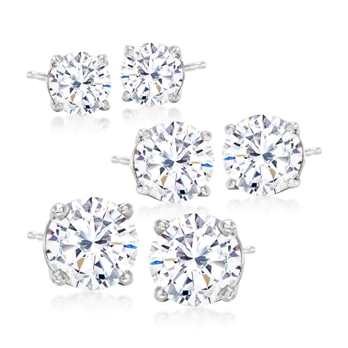 Ross-Simons 6.00 ct. t.w. CZ Jewelry Set: 3 Pairs Of Stud Earrings in Sterling Silver