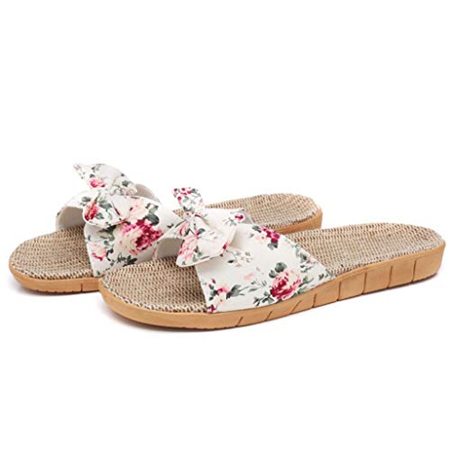 Womens Sandals, Womens Flower Flip-Flops, Summer Clip-Toe Flats, Indoor Outdoor Slippers Light Non-Slip