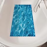 Morbuy Badewannenmatte Kinder rutschfest (Blaues Meerwasser,78x39cm)