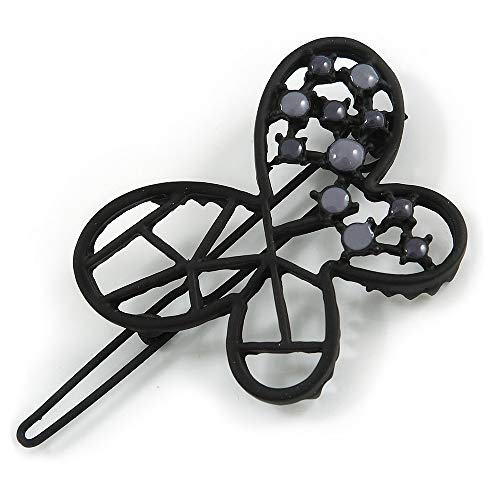 Pasador de pelo con mariposa negra de 50 mm para peinados de oficina