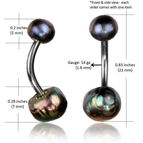 Earth Accessories Authentic And Natural Pearl Belly Button Ring Piercing For Women - Navel Belly Button Rings With Surgical Steel #TOP1