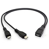 Micro USB Cable, Micro USB Female to 2 Micro USB Male Splitter Cord Charge Cable for Galaxy S5 i9600 S4 I9500 Note2 N7100 S3 I9300 S2 9100(1 Female to 2 Male Straight)