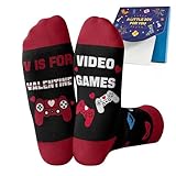 Belloxis Teen Boy Valentine's Gifts Game Valentines Day Mens Novelty Crazy Socks Presents for Teen Funny Gaming Crew Cotton 7-13 Socks Anti Valentine Outfit for Son Gags Boys Ideas Vday Birthday Gift