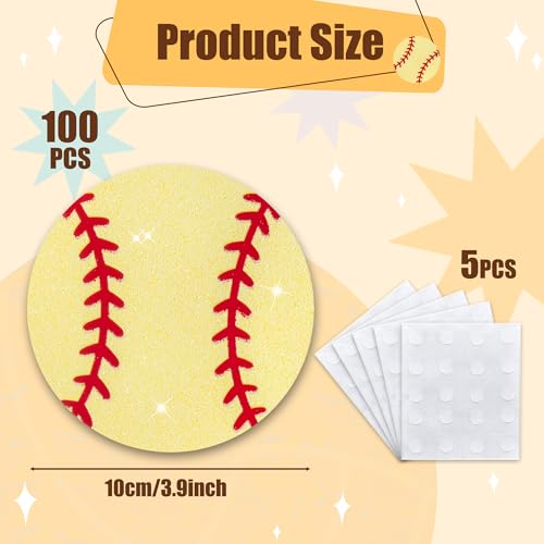 Image of Glitter Softball Cutouts- 100Pcs Sport Ball Cut Outs Bulletin Board Softball Shape DIY Paper Cuts Party Decorations for Sports Theme Party Baby Shower Birthday Classroom Game Day Wall Decor Supplies