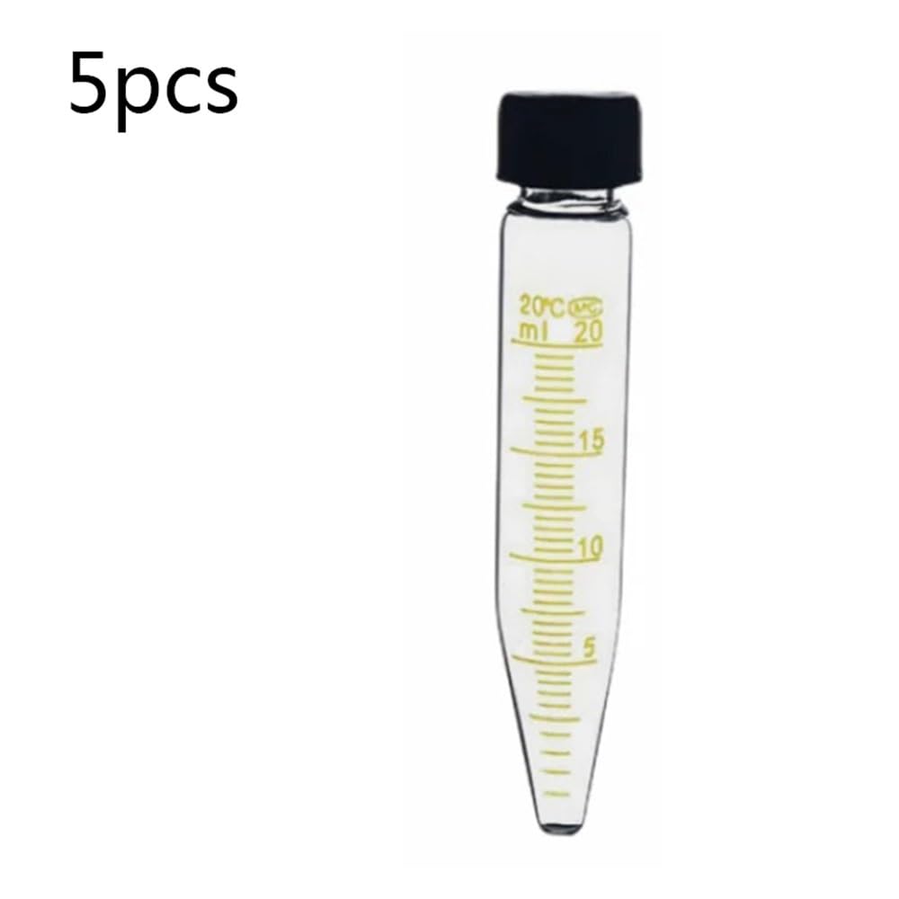 Instrumentos y Equipos de Laboratorio 5 tubos de centrífuga de vidrio de 20 ml con tapón de rosca y escala, diámetro del tubo: 18 mm/20 mm.(Tip Bottom)
