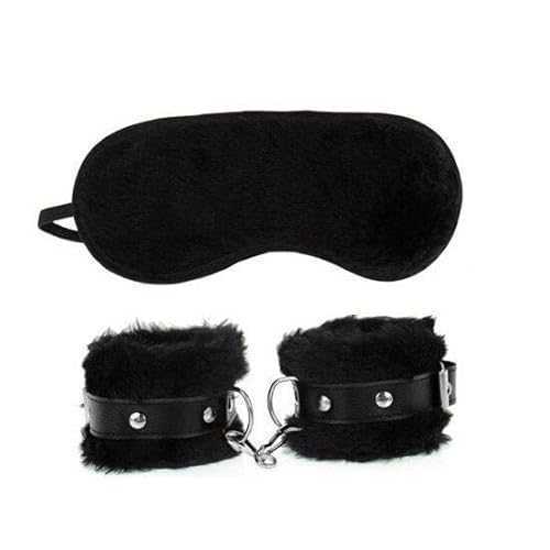 Kit de Algemas com venda em pelúcia Preto Ktoy