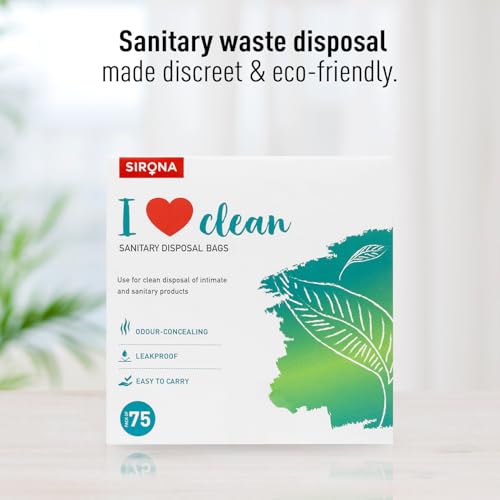 Image of Sirona Personal Disposal Bags - 75 Bags for Discreet Tampons, Sanitary Pads /Napkin, Panty Liners, Tampons & Condoms | Menstrual Care and Hygiene Products