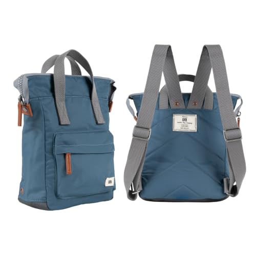 Image of ORI LONDON Small Tote Bag Backpack - Nylon Tote Backpack for Women & Men - Wide Mouth, Chunky Zippers - The Bantry, Airforce Blue
