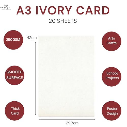 A3 Ivory Cards 250gsm Thick Card for Arts Crafts Activity School Office Printing DIY Creativity Projects A4 Ivory Colour Heavy Blank Card Stock (A3 Cards) 20 Sheets - Image 7