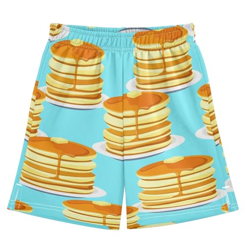 J JOYSAY Syrupy Pancake Stack Boys Athletic Shorts Kids Youth Casual Shotrs with Elastic Waistband Pockets