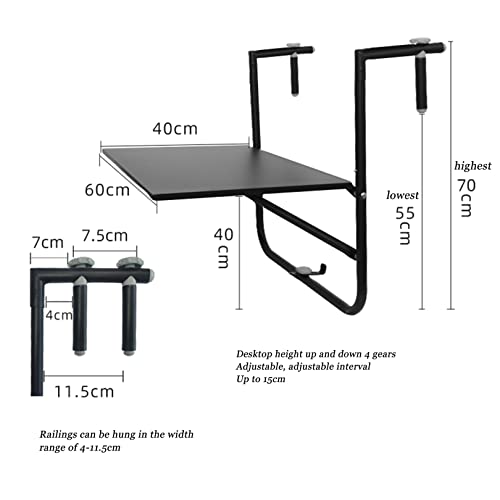 Mesa de bar de varanda para trilhos, mesa de deck dobrável ao ar livre, trilho pendurado dobrável al