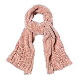 SOJOS Lightweight Ultra Soft Chenille Ribbed Thick Scarf Knit Shawl for Women for Fall Winter Shawl Wrap SC326 with Pink
