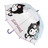 Paraguas Infantil Transparente Kuromi Hello Kitty Niña - Paraguas Manual 45 cm de POE, Ideal para Lluvia y Colegio