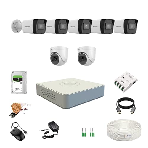 Image of Clocite HIKVISION 8 Channel DVR with 2MP 2 Dome & 5 Bullet Wireless Cameras (Day /Night Vision) + 1TB HDD + Cable Roll (1+3) 8 CH Power Supply + BNC & DC Full Combo Kit