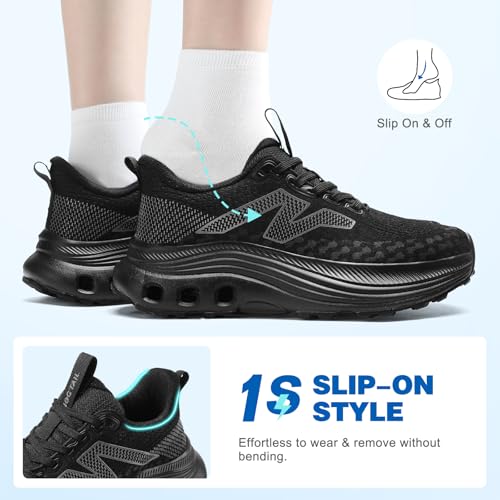 Image of Womens Wide Slip On Walking Shoes with Cushioned Arch Support Comfort Orthopedic Running Sneakers for All Day Standing