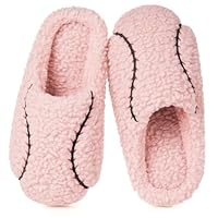 Gaatpot Women's Winter Slippers Warm Plush Funny Slippers with Ball Theme, Pink Baseball, 6/7 UK