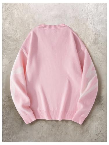 Men's Aesthetic Graphic Sweaters Y2k V Neck Oversized Sweater Lightweight Long Sleeve Baggy Knit Pullover Tops2