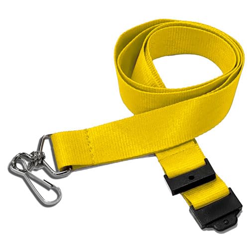 School Badges UK Plain lanyard with safety breakaway multiple colours 10 Pack (Yellow)