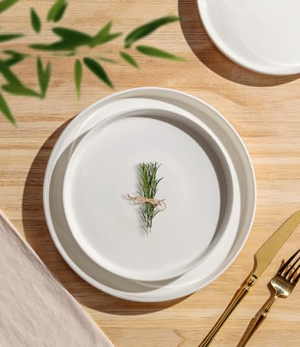 Image of TheTerra Ceramic Dinnerware Sets for 6, 18 Pieces Porcelain Lightweight Plates and Bowls Sets, Scratch Resistant Dish Set, Oven & Microwave & Dishwasher Safe, Bright White