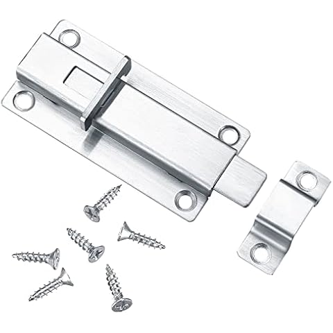 4 Inch Door Locks, Door Latches, Stainless Steel Sliding Door Gate Bolt Latch Stainless Steel, Door Security Bolts for Bathroom Loft Hatch Catch Window Furniture Pet Gate Internal Door Locks Cover