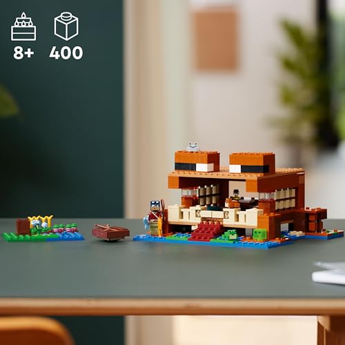 LEGO Minecraft Kurbağa Evi 21256-8 Yaş ve Üzeri Macera Oyunları Seven Çocuklar İçin Yaratıcı Oyuncak Yapım Seti, Doğum Günü Hediyesi Fikri (400 Parça)