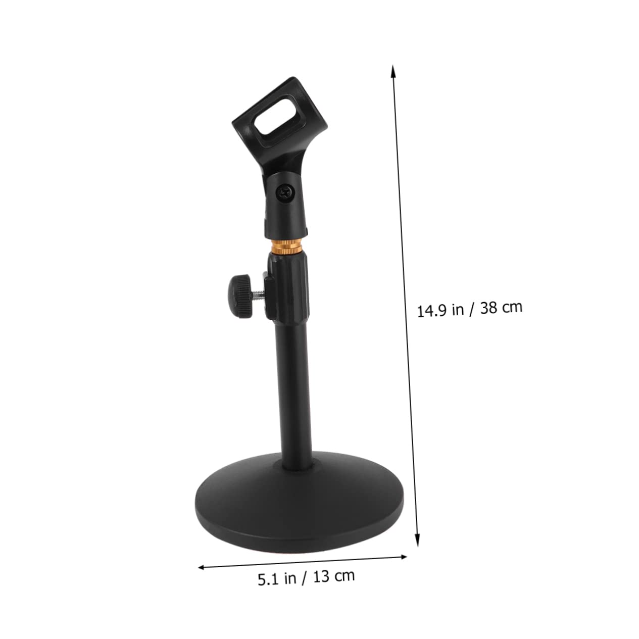 Supporto Microfono da Scrivania Regolabile 27-38cm, Base Tonda | Nero in Metallo, Tubo Flessibile, per Podcasting e Home Live, Back To School Party
