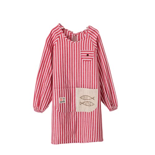 Delantal Con Mangas Resistente al Agua y Antiaceite - Para Pintar y Cocina Con Bolsillo - Rojo