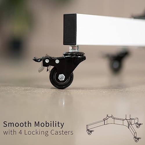 Vivo Steel Mobile 24 Inch Height Adjustable Multi-Purpose Rolling Podium, Lectern, And Laptop Workstation Desk With Storage Tray, White, Cart-V03W #TOP5