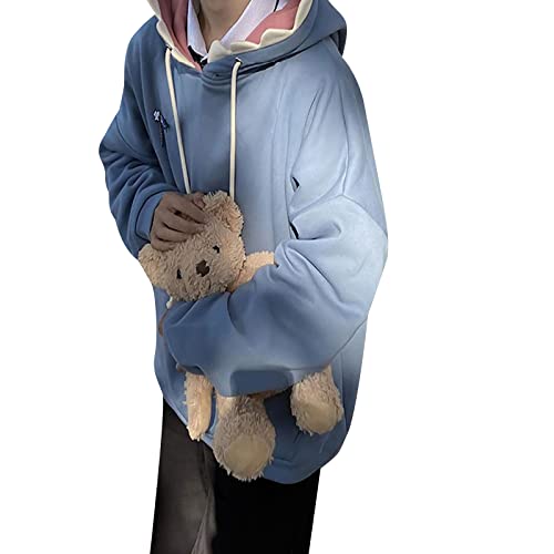 Tusftay Women Kawaii Shark Hoodie Cute Long Sleeve Harakuju Pullover Sweatshirt Oversized Aesthetic Animal Hoodies For Teen Girls (Blue, M) #TOP3