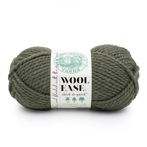 Image of Lion Brand Yarn, Wool-Ease Thick & Quick Yarn, Seaweed, Green, 1 Pack | Super Bulky Wool Acrylic Blend Fiber for Soft Hats, Sweaters, Chunky Blankets, Yarn for Crochet, Knitting, Crafts, Weaving